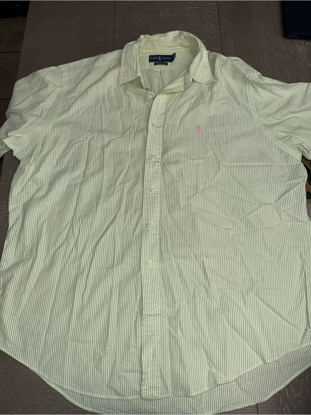 Ralph Lauren Men’s Light Green Striped Cotton Button-Down Shirt